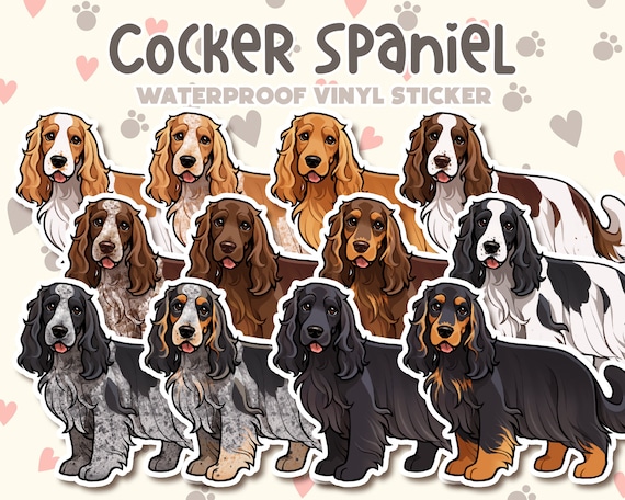 Dog Sticker | Cocker Spaniel Sticker | Waterproof, Vinyl, Pet Lover Dog Breed Gift
