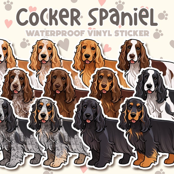 Dog Sticker | Cocker Spaniel Sticker | Waterproof, Vinyl, Pet Lover Dog Breed Gift