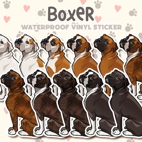 Dog Sticker | Boxer Sticker | Waterproof, Vinyl, Pet Lover Dog Breed Gift