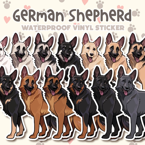 Dog Sticker | German Shepherd Sticker | Waterproof, Vinyl, Pet Lover Dog Breed Gift