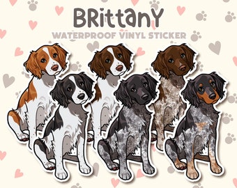 Dog Sticker | Brittany Sticker | Waterproof, Vinyl, Pet Lover Dog Breed Gift