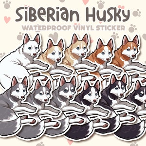 Dog Sticker | Siberian Husky Sticker | Waterproof, Vinyl, Pet Lover Dog Breed Gift