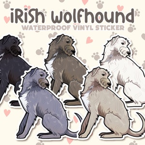 Dog Sticker | Irish Wolfhound | Waterproof, Vinyl, Pet Lover Dog Breed Gift