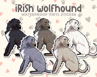 Dog Sticker | Irish Wolfhound | Waterproof, Vinyl, Pet Lover Dog Breed Gift