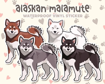 Pegatina de perro Malamute de Alaska, impermeable, vinilo, regalo para amantes de las mascotas