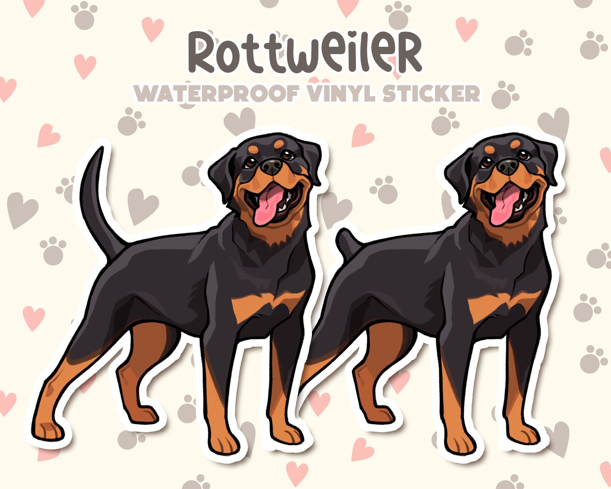 Dog Sticker | Rottweiler Sticker | Waterproof, Vinyl, Pet Lover Dog ...