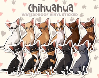 Dog Sticker | Chihuahua | Waterproof, Vinyl, Pet Lover Dog Breed Gift