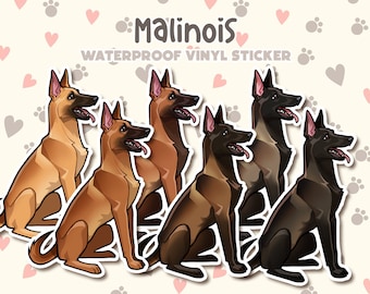 Dog Sticker | Belgian Malinois Sticker | Waterproof, Vinyl, Pet Lover Dog Breed Gift