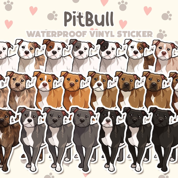 Dog Sticker | Pitbull Sticker | Waterproof, Vinyl, Pet Lover Dog Breed Gift