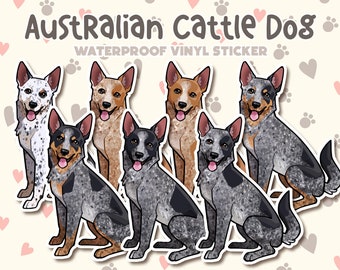 Dog Sticker | Australian Cattle Dog Sticker | Waterproof, Vinyl, Pet Lover Dog Breed Gift