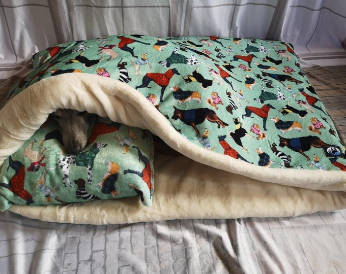 LAST ONE Medium as Fabric Discontinued Dogs in Coats Snuggle Wrap Dog