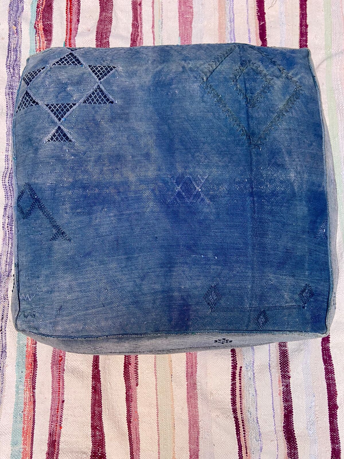 Moroccan Pouf, Floor Pillow, Kilim Pillow Cover, Handmade Berber Cushion, Outdoor Gift Decorative 60