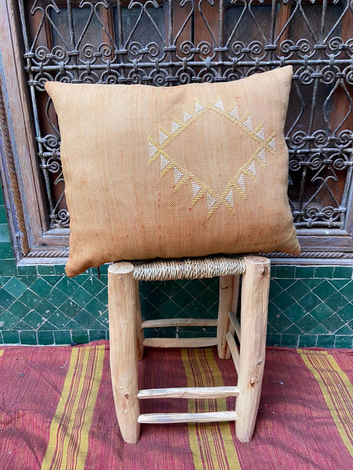 Vintage Pillow Cover, Moroccan Cushion, Wool Decorative Kilim Handwoven Case By Berber Women. Free S