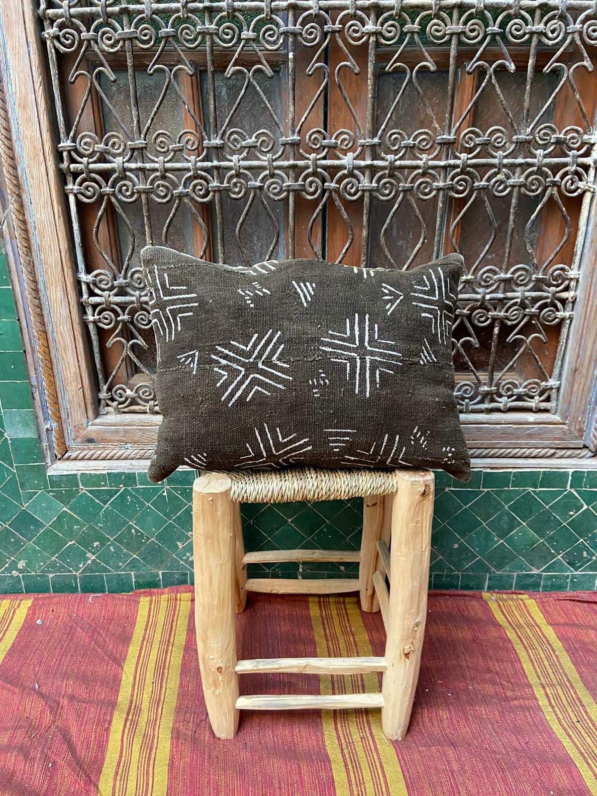 Vintage Pillow Cover, Moroccan Cushion, Wool Decorative Kilim Handwoven Case By Berber Women Pillow