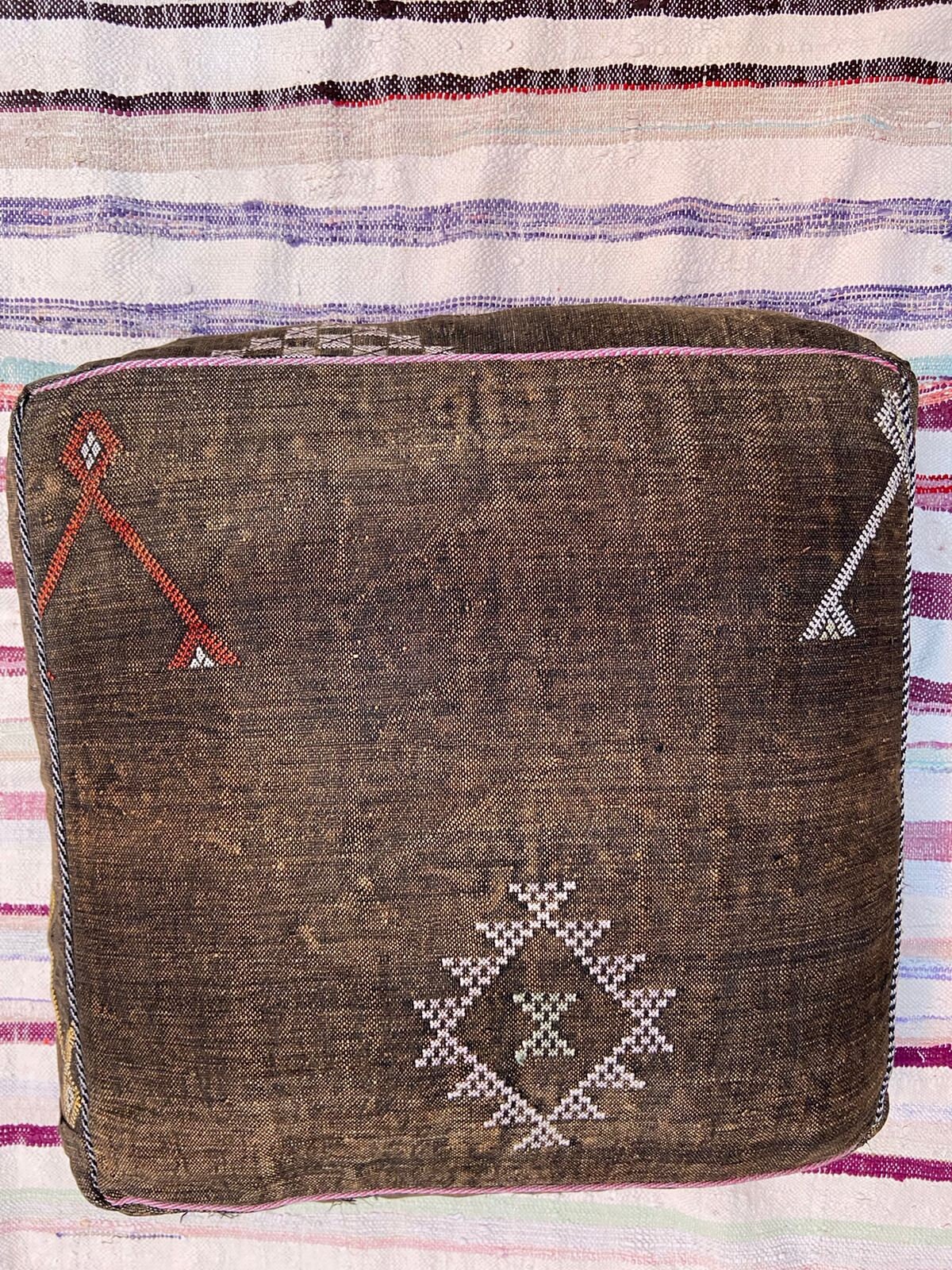 Moroccan Pouf, Floor Pillow, Kilim Pillow Cover, Handmade Berber Cushion, Outdoor Gift Decorative 60