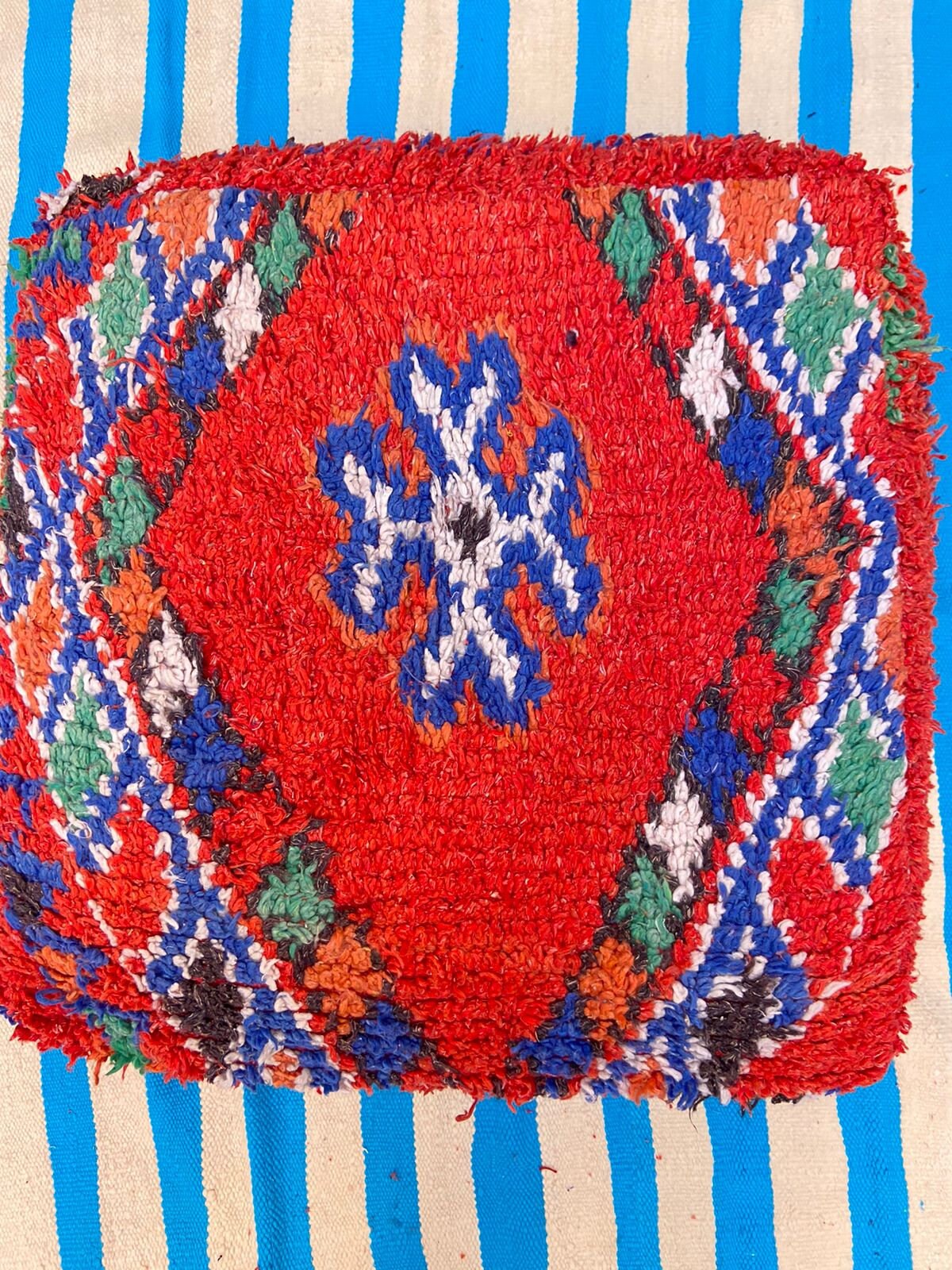 Moroccan Pouf, Floor Pillow, Kilim Pillow Cover, Handmade Berber Cushion, Outdoor Gift Decorative 60