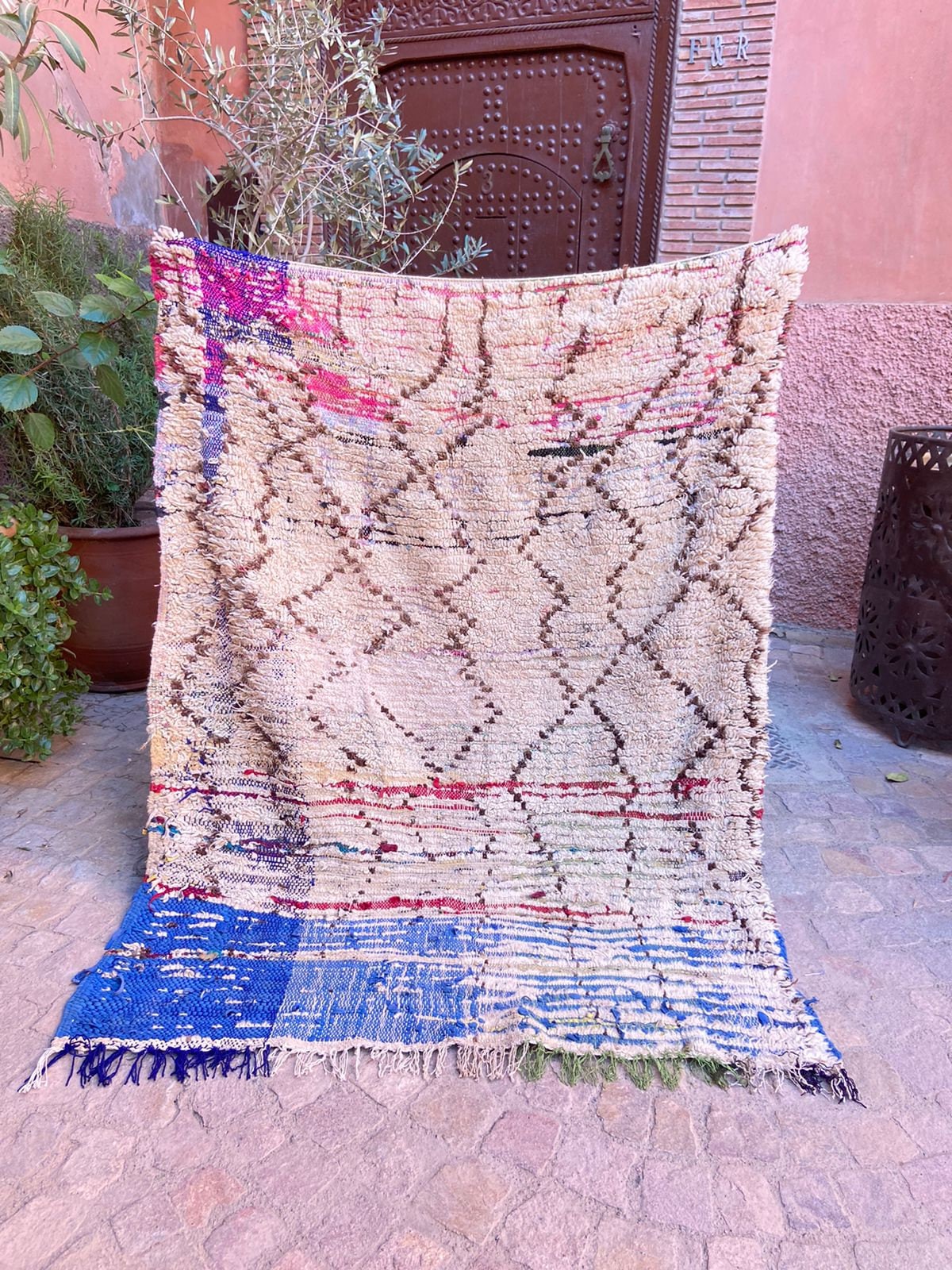 Vintage Old Rug Blanket - Handwoven Wool Love Spot Look & Feel Handmade Moroccan Warm Free Shipping