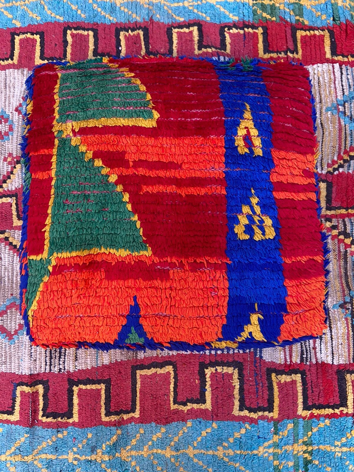 Moroccan Pouf, Floor Pillow, Kilim Pillow Cover, Handmade Berber Cushion, Outdoor Gift Decorative 60