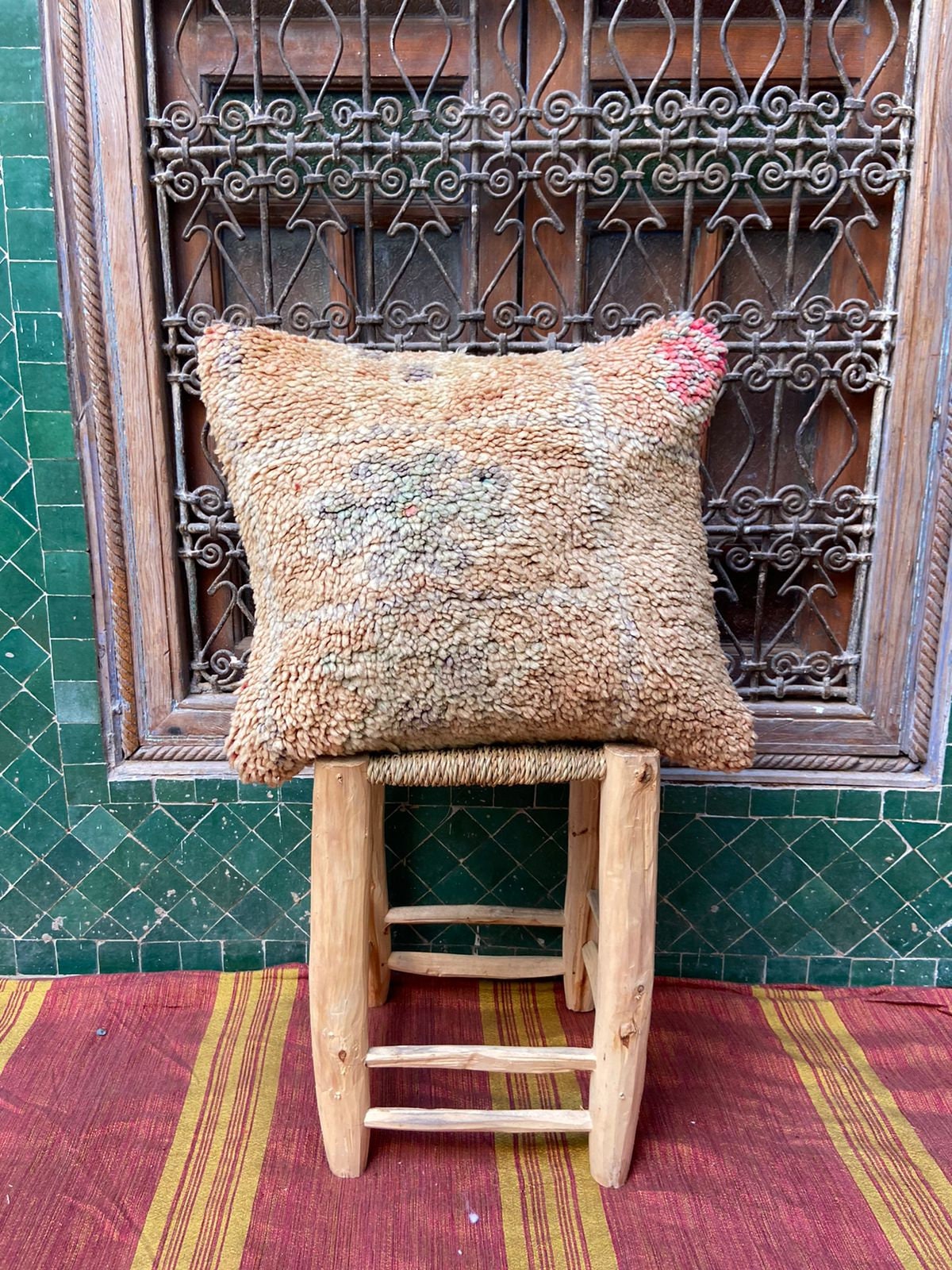 Vintage Pillow Cover, Moroccan Cushion, Wool Decorative Kilim Handwoven Case By Berber Women. Free S