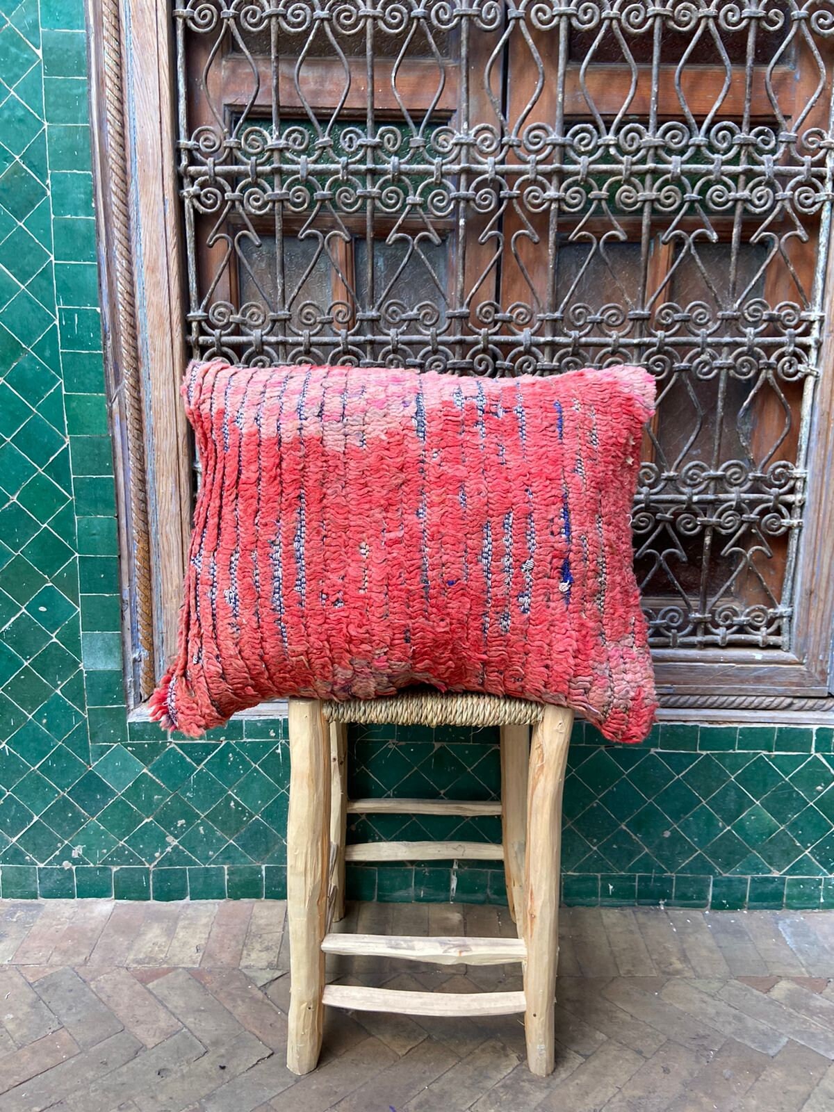 Vintage Pillow Cover, Moroccan Cushion, Wool Decorative Kilim Handwoven Case By Berber Women. Free S