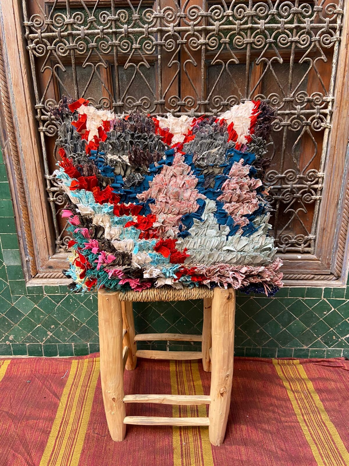 Vintage Pillow Cover, Moroccan Cushion, Wool Decorative Kilim Handwoven Case By Berber Women. Free S