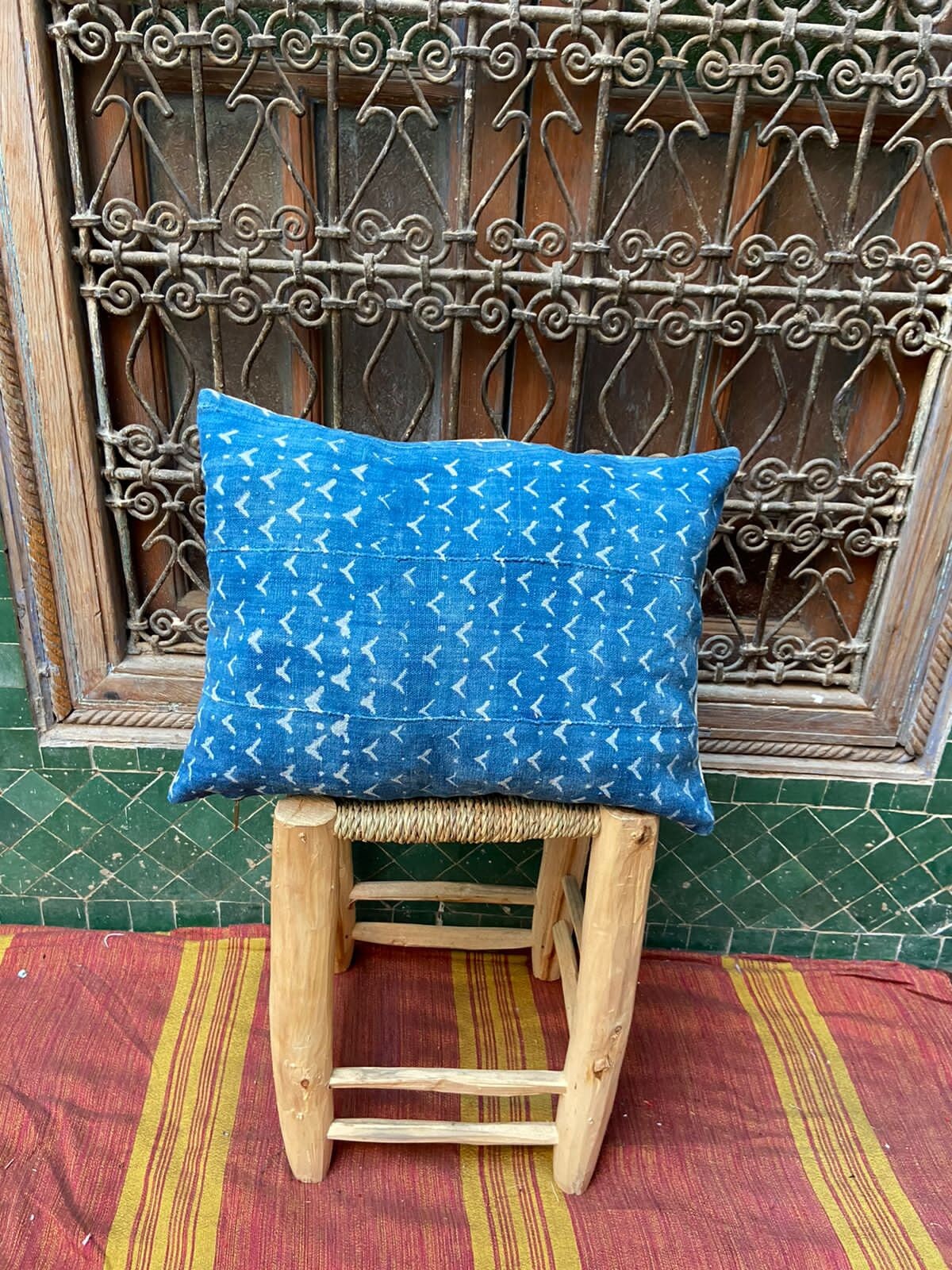 Vintage Pillow Cover, Moroccan Cushion, Wool Decorative Kilim Handwoven Case By Berber Women. Pillow