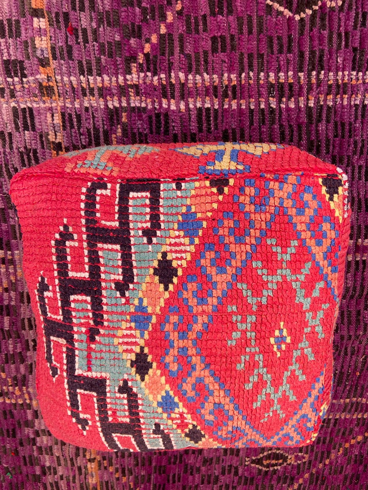 Moroccan Pouf, Floor Pillow, Kilim Pillow Cover, Handmade Berber Cushion, Outdoor Gift Decorative 60