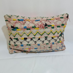 Almohada bereber, funda de almohada de alfombra marroquí vintage, fundas de cojín de lana bereber vintage, almohada bochrouit, cojín bereber