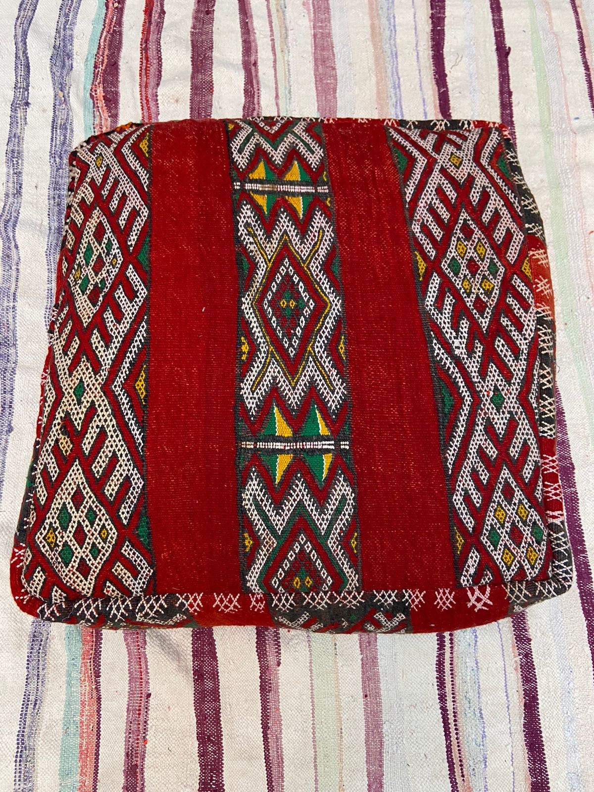 Moroccan Pouf, Floor Pillow, Kilim Pillow Cover, Handmade Berber Cushion, Outdoor Gift Decorative 60