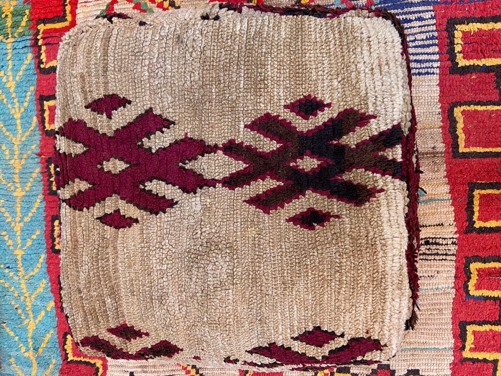 Moroccan Pouf, Floor Pillow, Kilim Pillow Cover, Handmade Berber Cushion, Outdoor Gift Decorative 60