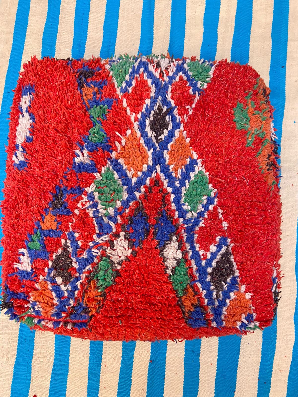 Moroccan Pouf, Floor Pillow, Kilim Pillow Cover, Handmade Berber Cushion, Outdoor Gift Decorative 60