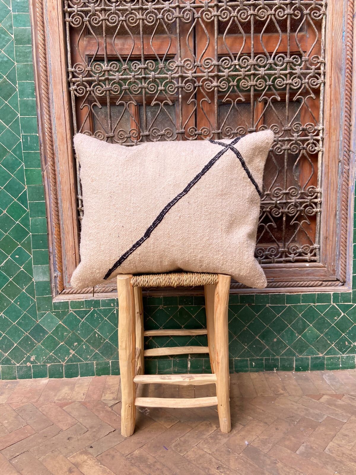 Vintage Pillow Cover, Moroccan Cushion, Wool Decorative Kilim Handwoven Case By Berber Women. Free S