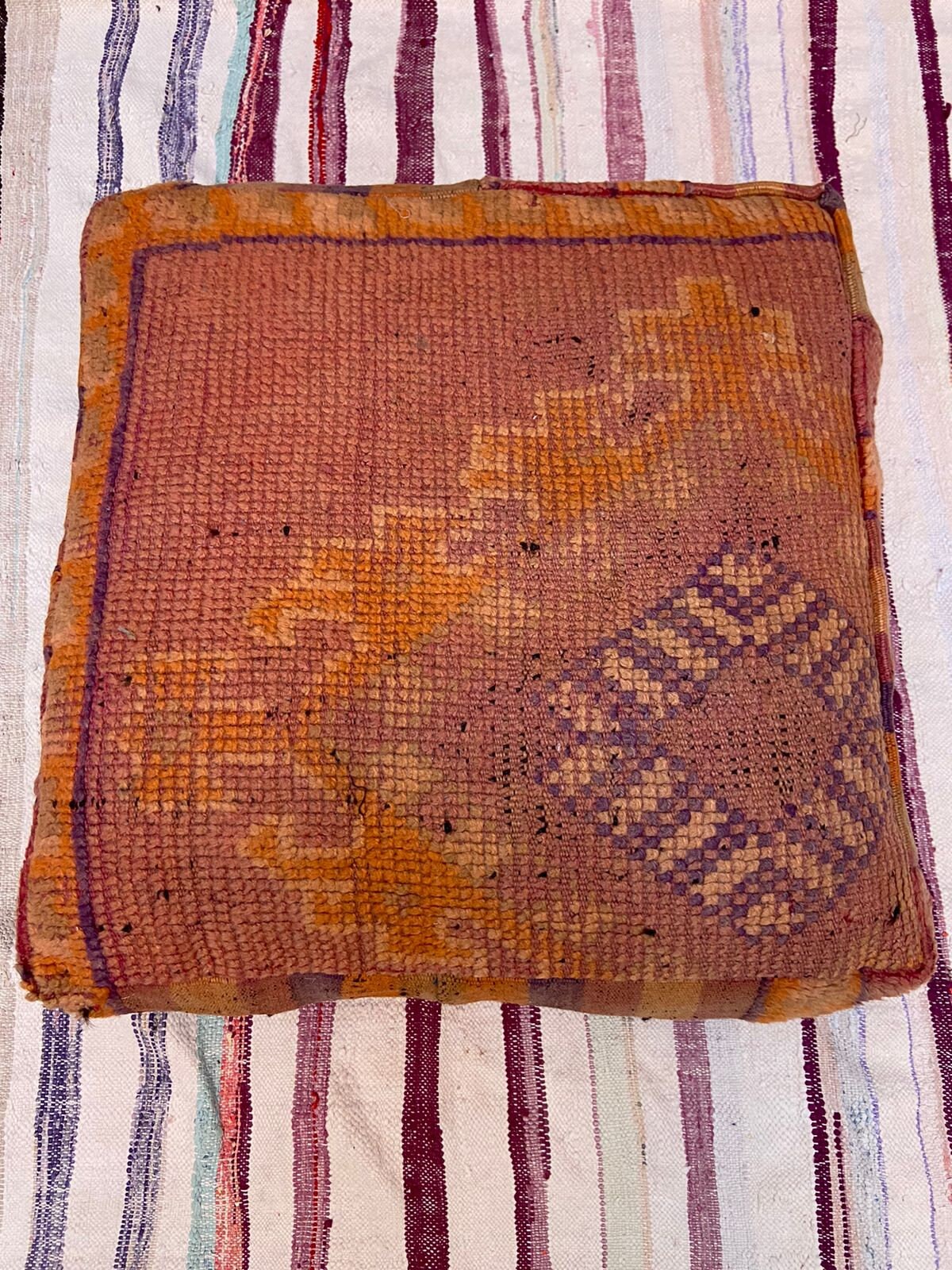 Moroccan Pouf, Floor Pillow, Kilim Pillow Cover, Handmade Berber Cushion, Outdoor Gift Decorative 60