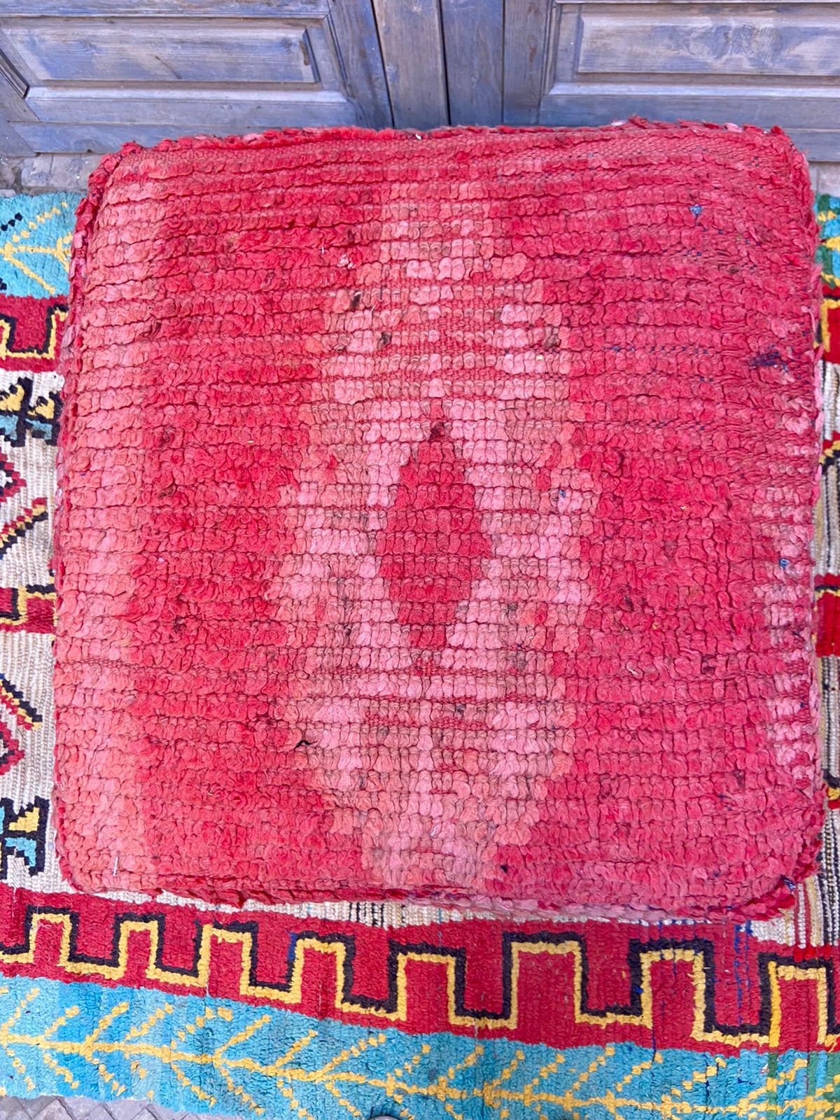 Moroccan Pouf, Floor Pillow, Kilim Pillow Cover, Handmade Berber Cushion, Outdoor Gift Decorative 60