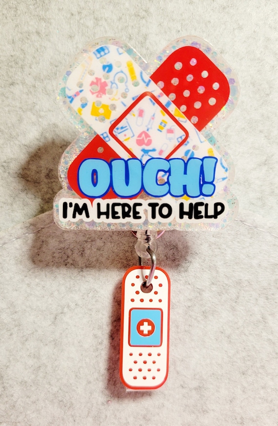 Bandaid Badge Reel Cute Medical Nurse Ouch 
