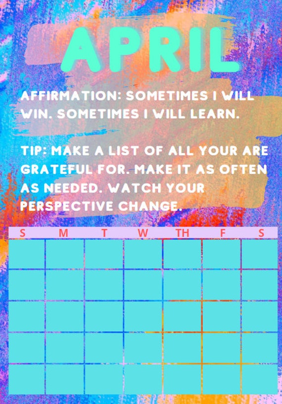 Monthly Affirmation Calendar for Teenage Girls Etsy