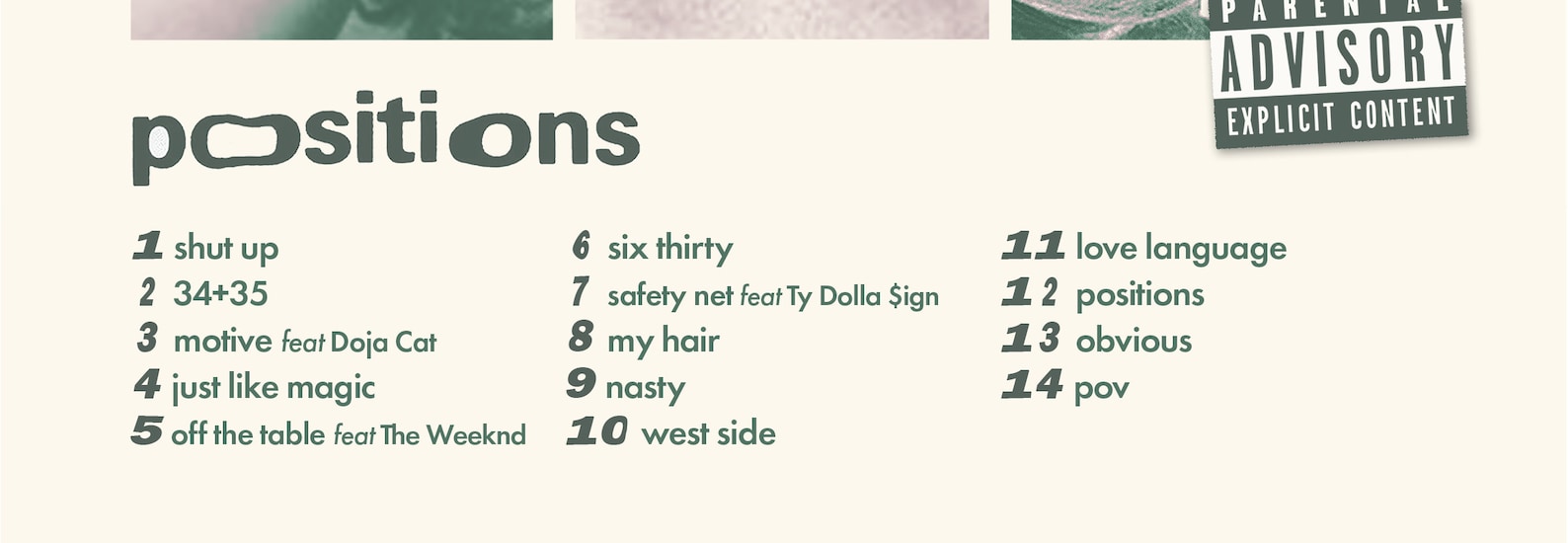 Ariana Grande Positions Poster Album Cover Tracklist vrogue.co