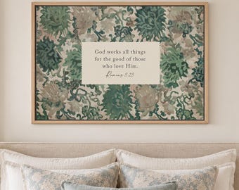 All Things Christian Wall Art Print, Scripture Art, Vintage Bible Verse, Christian Gift, Prints, Neutral, Framed, Canvas