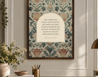 Plans for You Bible Verse Art, Christian Wall Artwork, God, Moody Vintage, Morris, Jesus, Religious Gifts, Frame, Canvas