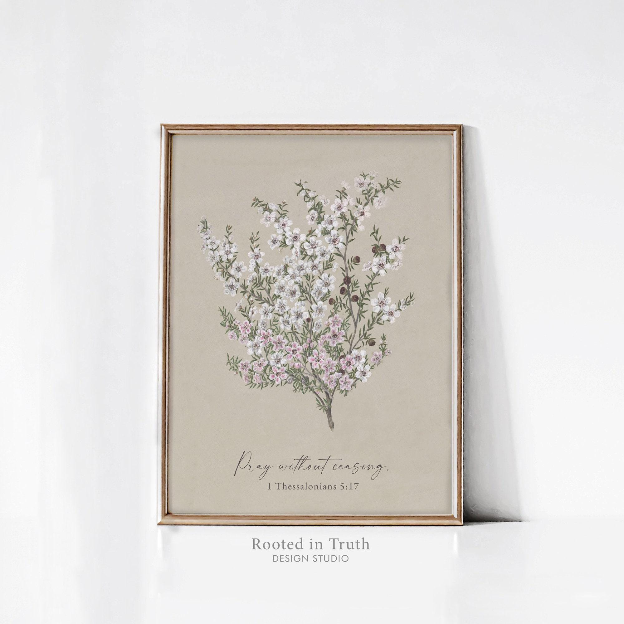 Pray Without Ceasing Bible Verse Wall Art, Christian Scripture Print ...