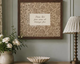 Praise God Christian Wall Art Print, Floral Scripture Prints, Vintage Bible Verse, Horizontal,
