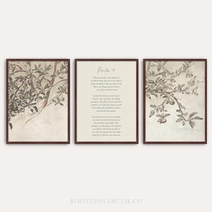Psalm 91 Three 3 piece Vintage Scripture Wall Art Print Set, Christian Decor, Bible Verse Prints, Poster, Triptych, Gallery, Canvas, Framed