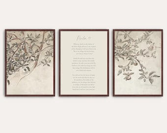 Psalm 91 Three 3 piece Vintage Scripture Wall Art Print Set, Christian Decor, Bible Verse Prints, Poster, Triptych, Gallery, Canvas, Framed