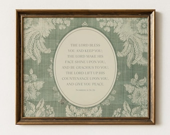 Lord Bless and Keep You Art Print, Numbers, Benediction, Landscape, Christian Scripture Bible Artwork, Framed, Canvas