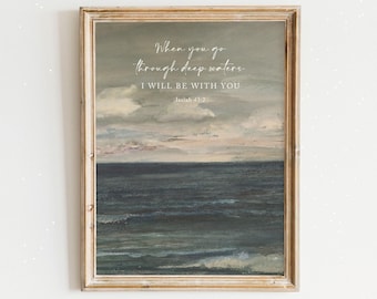 The Deep Christian Wall Art Print, Vintage Scripture,  Bible Verse Artwork, Frame, Canvas