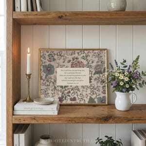 Bless You and Keep You Printable Christian Wall Art Print, Floral Scripture Prints, Vintage Bible Verse, Horizontal, Digital Download