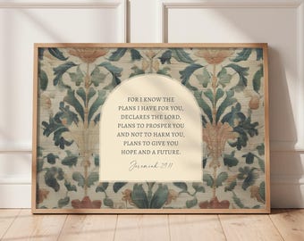 Plans for You Bible Verse Art, Christian Wall Artwork, God, Moody Vintage, Morris, Jesus, Religious Gifts, Frame, Canvas