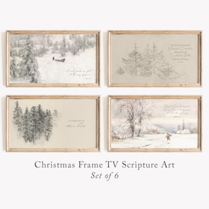 Frame TV Christmas Christian Vintage Art Set - Winter Scripture,  Bible Verses, Artwork, Minimal, TV Art Bundle, Digital Download