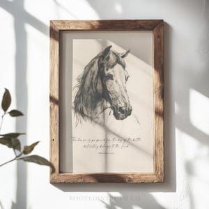Impresión de escritura cristiana con dibujo de caballo, Proverbios, versículos bíblicos, minimalista, vintage, campestre, Jesús, decoración religiosa, regalo para amigos.