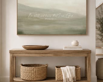 Cuadro grande cristiano "Be Still", pintura de paisaje, decoración panorámica para sala de estar.